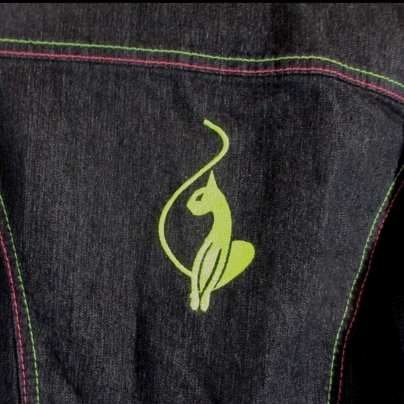 ‼️THRIFT STORE ALERT MAKE OFFER Baby Phat Jean Jacket Denim Neon Stitching Coat - Picture 4 of 12